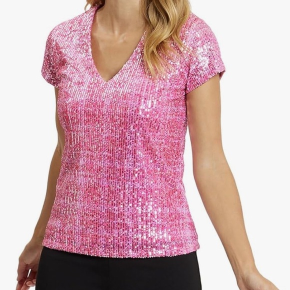 Jude Connally Tops - Jude Connally - Winnie Top Pink Sequin V-Neck Top NWT